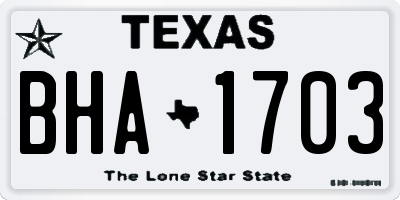 TX license plate BHA1703