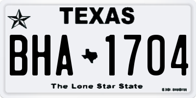 TX license plate BHA1704