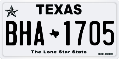 TX license plate BHA1705