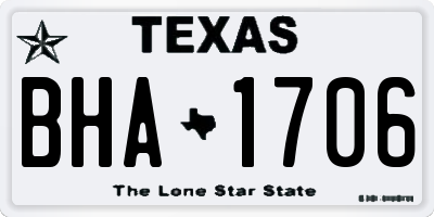 TX license plate BHA1706
