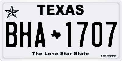 TX license plate BHA1707