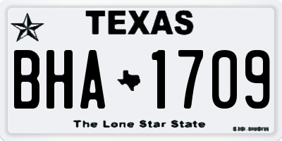 TX license plate BHA1709