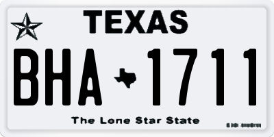 TX license plate BHA1711