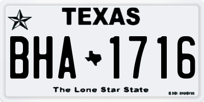 TX license plate BHA1716