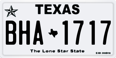 TX license plate BHA1717