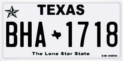 TX license plate BHA1718
