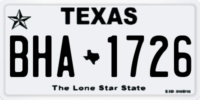 TX license plate BHA1726