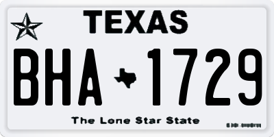 TX license plate BHA1729