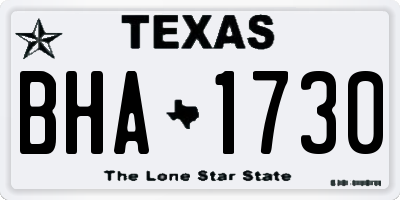 TX license plate BHA1730