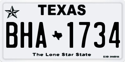 TX license plate BHA1734