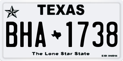 TX license plate BHA1738