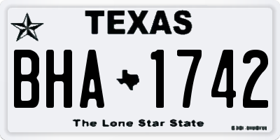 TX license plate BHA1742