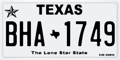 TX license plate BHA1749