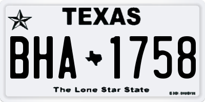 TX license plate BHA1758