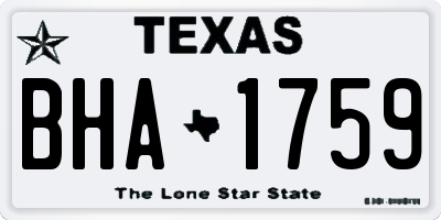 TX license plate BHA1759