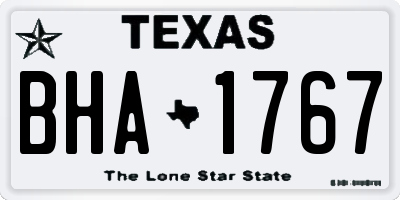 TX license plate BHA1767