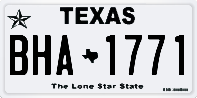 TX license plate BHA1771