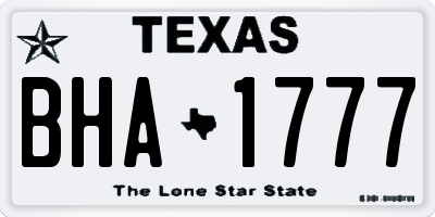 TX license plate BHA1777