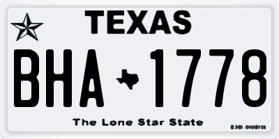 TX license plate BHA1778