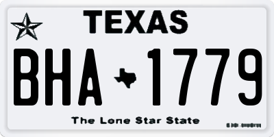 TX license plate BHA1779