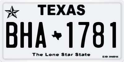 TX license plate BHA1781