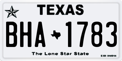 TX license plate BHA1783