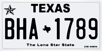 TX license plate BHA1789