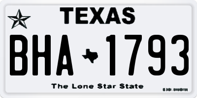 TX license plate BHA1793
