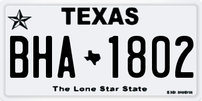 TX license plate BHA1802