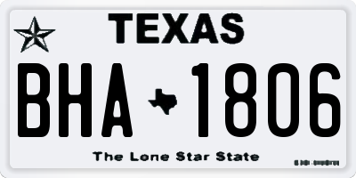 TX license plate BHA1806