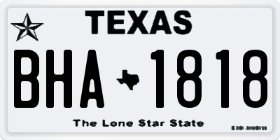 TX license plate BHA1818