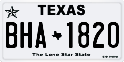 TX license plate BHA1820