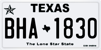TX license plate BHA1830
