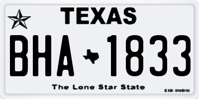 TX license plate BHA1833