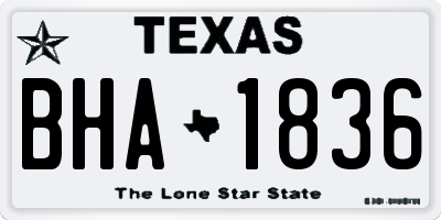 TX license plate BHA1836