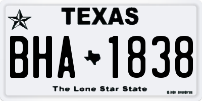 TX license plate BHA1838