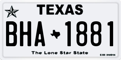 TX license plate BHA1881