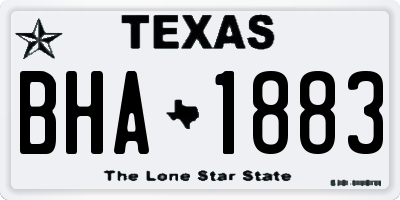 TX license plate BHA1883