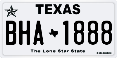 TX license plate BHA1888