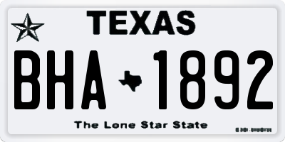 TX license plate BHA1892
