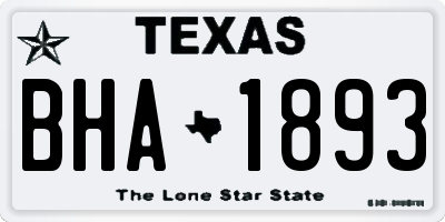 TX license plate BHA1893