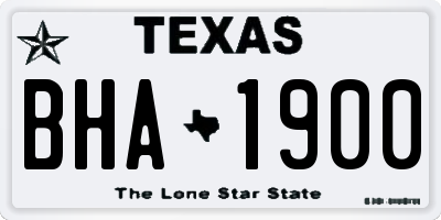 TX license plate BHA1900
