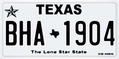 TX license plate BHA1904