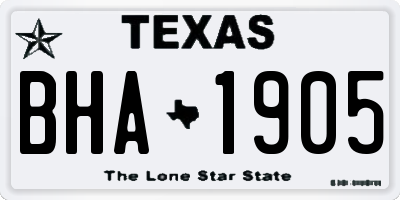 TX license plate BHA1905