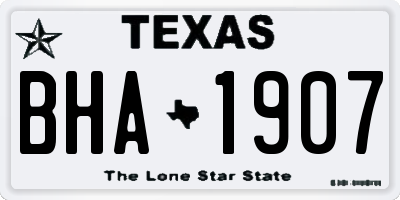TX license plate BHA1907