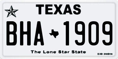 TX license plate BHA1909