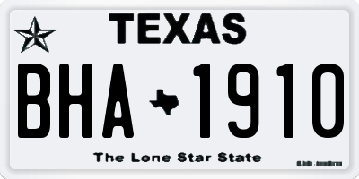 TX license plate BHA1910