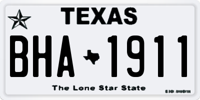 TX license plate BHA1911