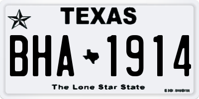 TX license plate BHA1914