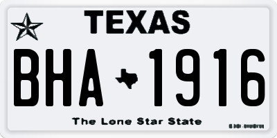 TX license plate BHA1916